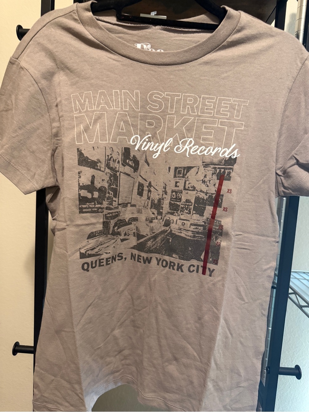 Main Street Market Vinyl Records Graphic Tee - Gray